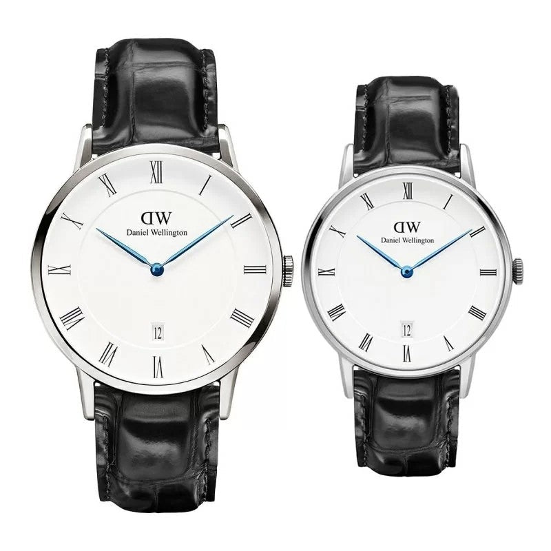 Daniel Wellington Dapper Reading Quartz White Dial Black Leather Strap Watch For Women - DW00100117