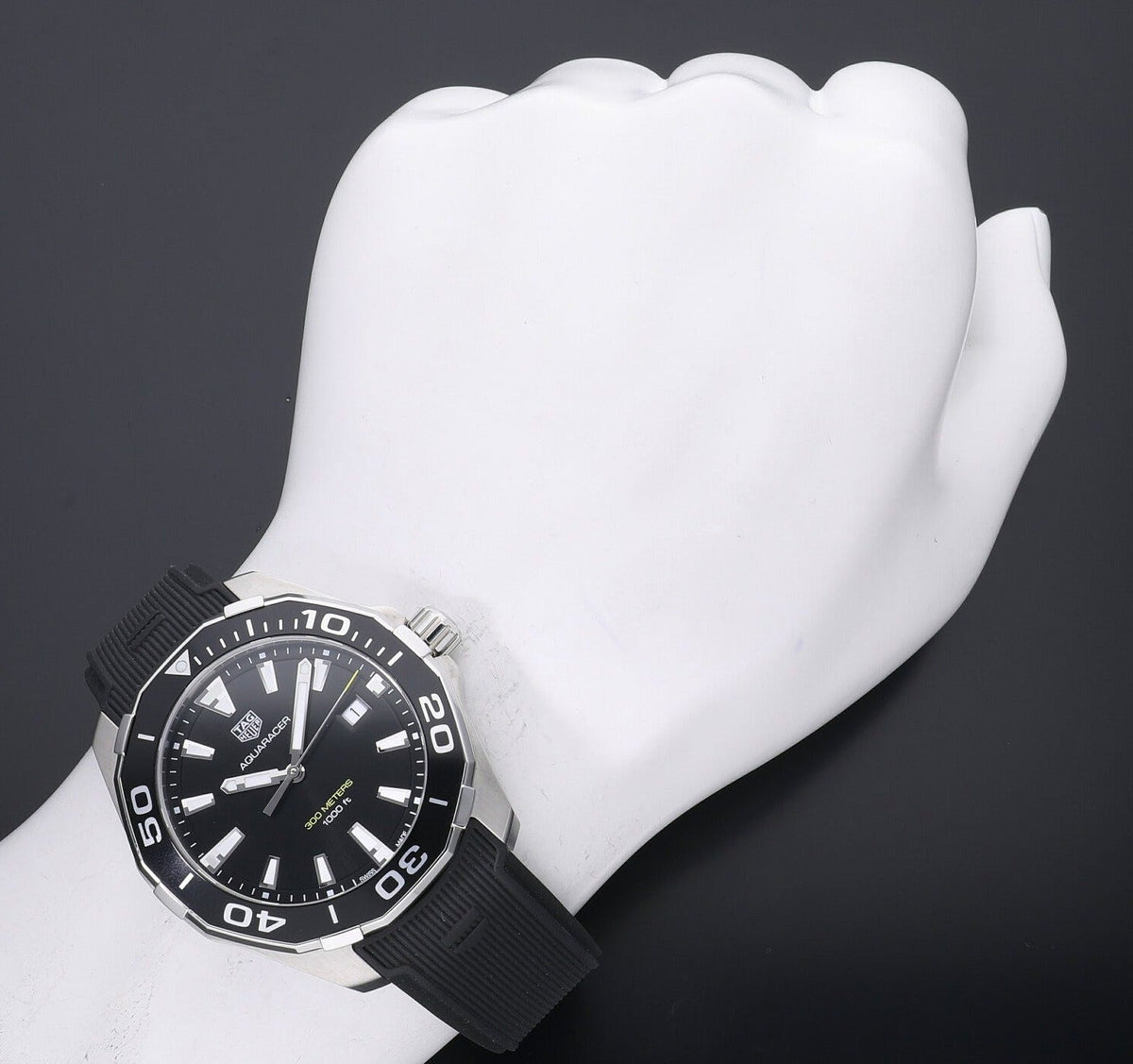 Tag Heuer Aquaracer Quartz Black Dial Black Rubber Strap Watch for Men -  WAY101A.FT6141