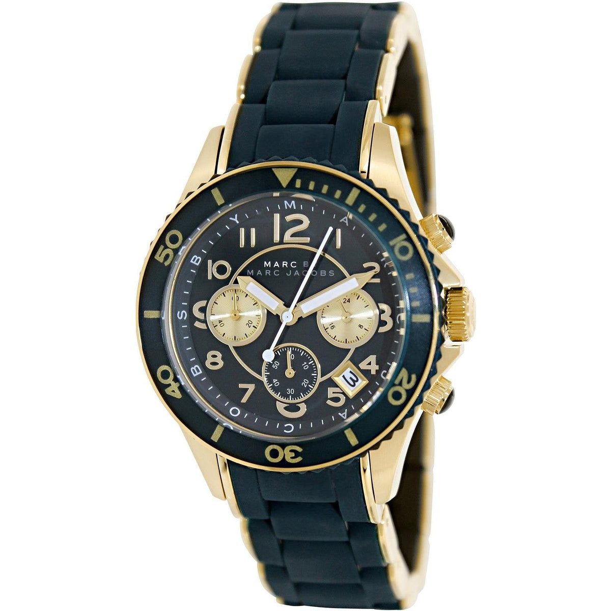 Marc Jacobs Rock Chronograph Green Dial Green Silicone Strap Watch for Women - MBM2597
