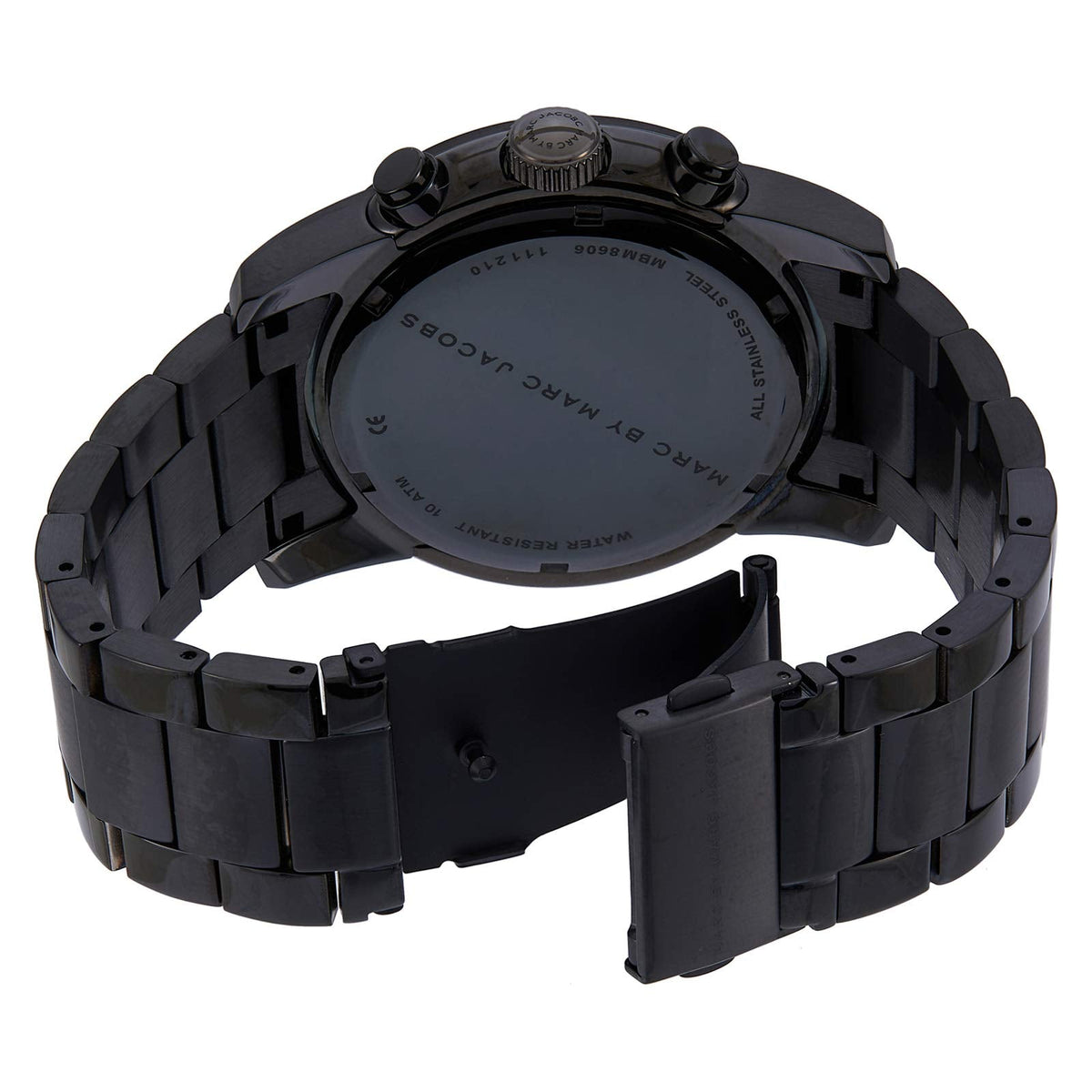 Marc Jacobs Larry Chronograph Black Dial Black Steel Strap Watch for Men - MBM8606