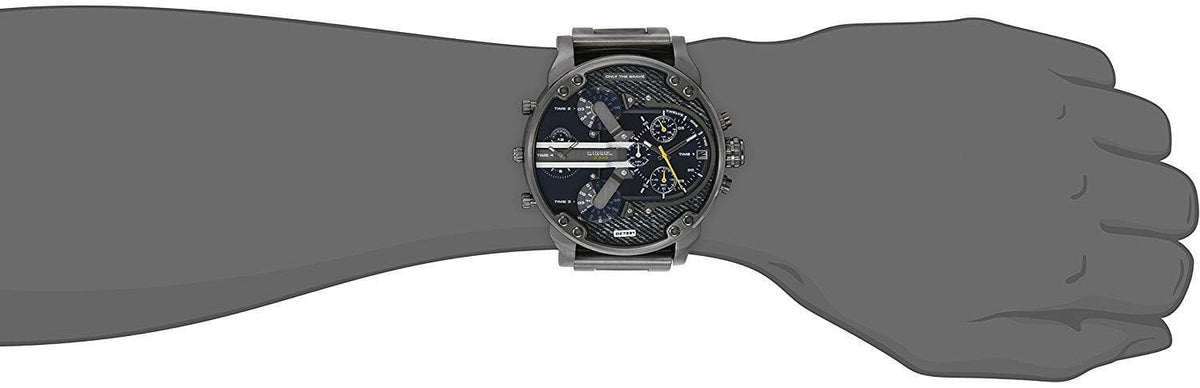 Diesel Big Daddy 2.0 Chronograph Blue Dial Grey Steel Strap Watch For Men - DZ7331