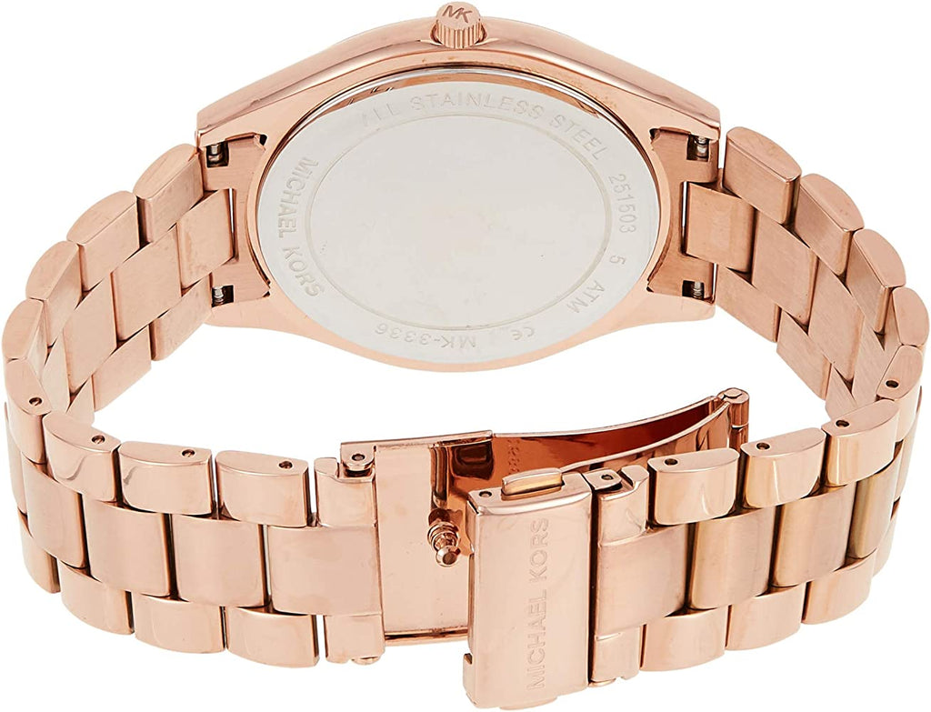 Michael Kors Slim Runway Purple Dial Rose Gold Steel Strap Watch for Women - MK3293