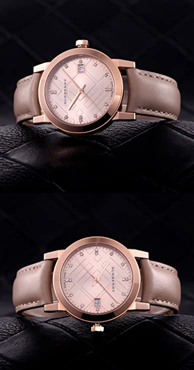 Burberry The City Diamonds Beige Dial Beige Leather Strap Watch for Women - BU9131