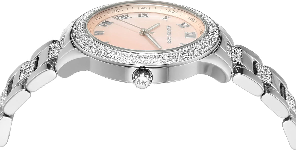 Michael Kors Tibby Multifunction Crystals Pink Dial Silver Steel Strap Watch for Women - MK4686
