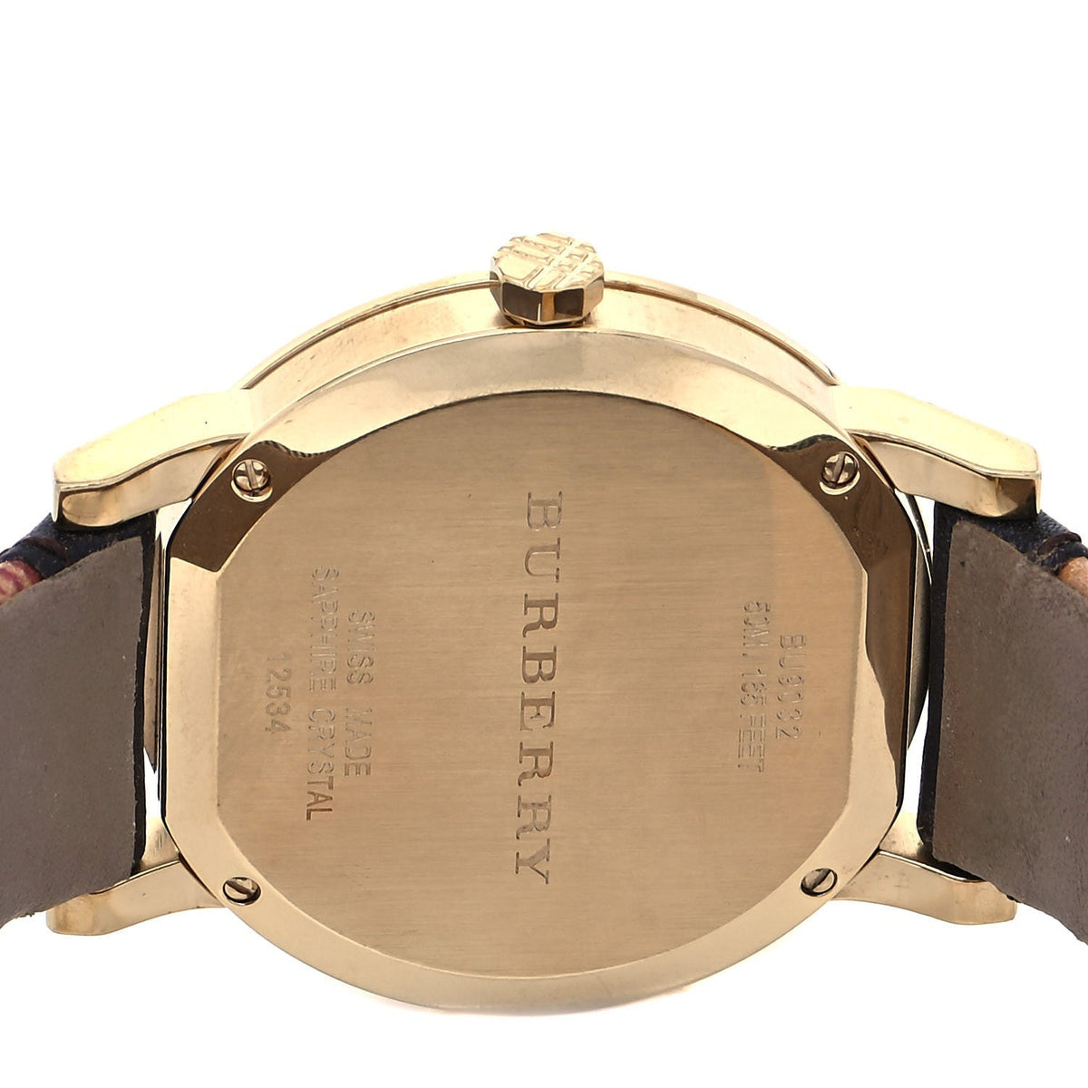 Burberry The City Gold Dial Black Leather Strap Watch for Men - BU9032