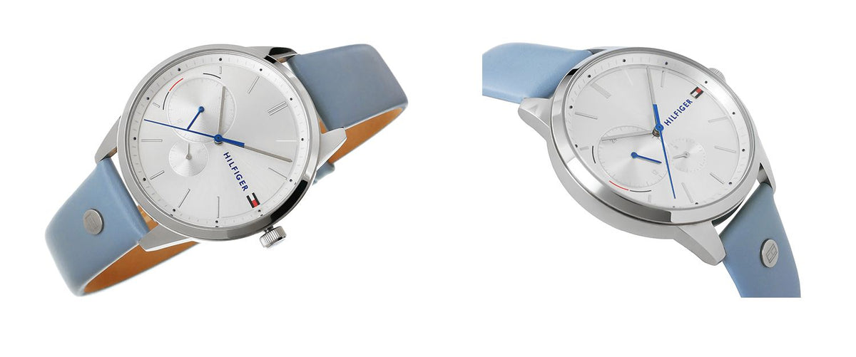 Tommy Hilfiger Brooke Silver Dial Blue Leather Strap Watch for Women - 1782023