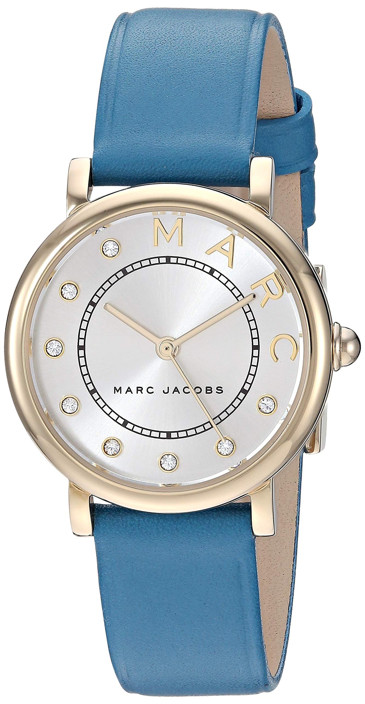 Marc Jacobs Roxy Silver Dial Green Leather Strap Watch for Women - MJ1633