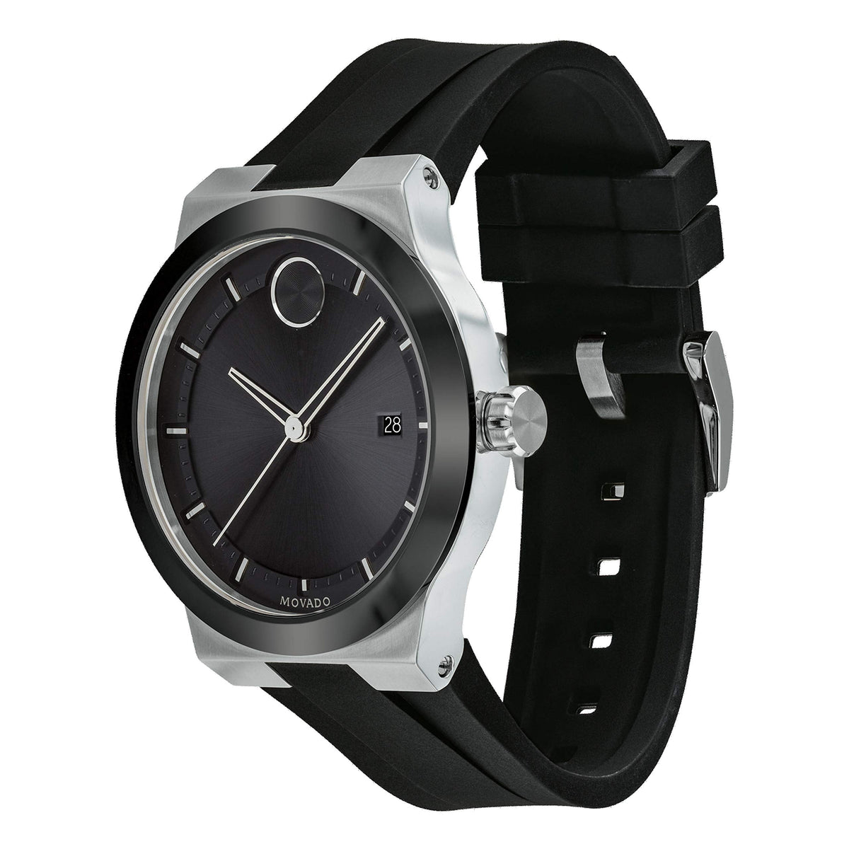 Movado Bold Fusion Black Dial Black Silicone Strap Watch for Men - 3600624