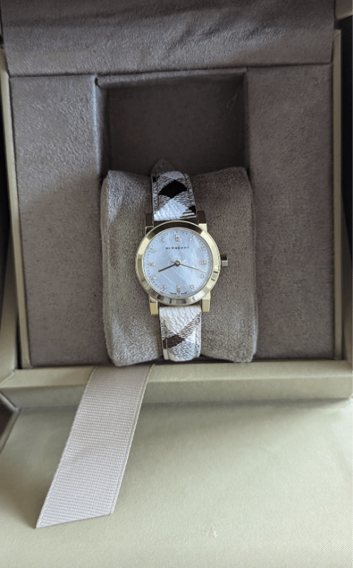 Burberry The City Nova Silver Dial Brown Leather Strap Watch for Women - BU9212