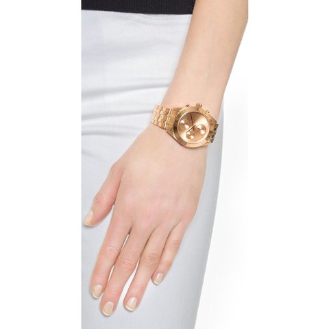 Marc Jacobs Peeker Chronograph Rose Gold Dial Rose Gold Steel Strap Watch for Women - MBM3394