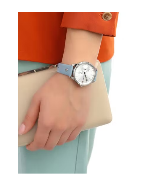 Tommy Hilfiger Brooke Silver Dial Blue Leather Strap Watch for Women - 1782023