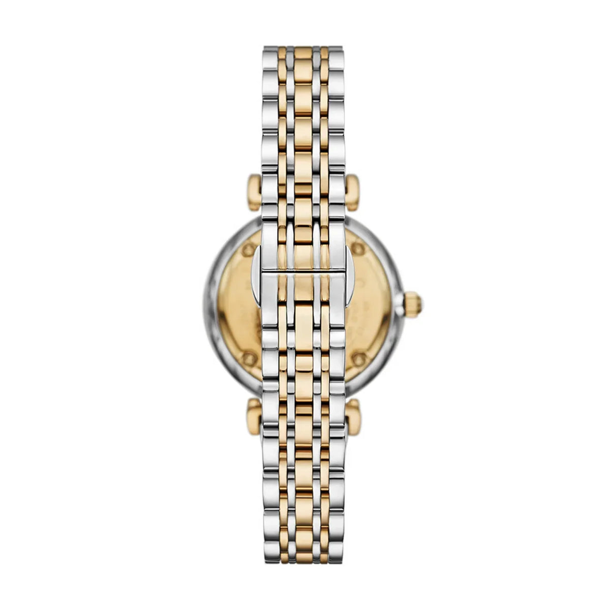 Emporio Armani Gianni T-Bar Beige Dial Two Tone Steel Strap Watch for Women - AR11702
