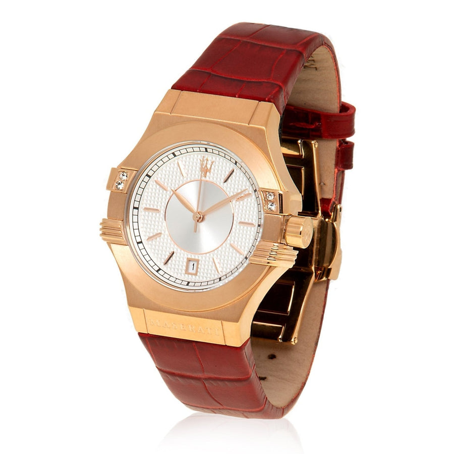 Maserati Potenza Silver Dial Red Leather Strap Watch For Women - R8851108501