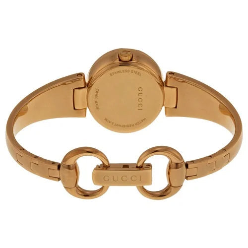 Gucci Guccissima Collection Quartz Black Dial Rose Gold Steel Strap Watch For Women - YA134509