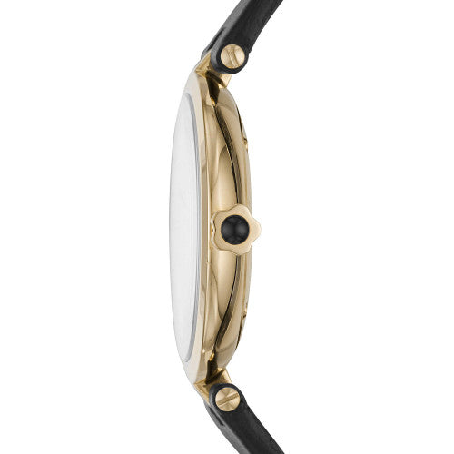 Emporio Armani Arianna Analog Silver Dial Black Leather Strap Watch For Women - AR11200