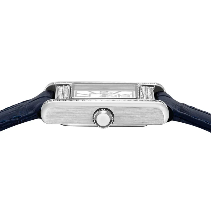 Emporio Armani Genni White Dial Blue Leather Strap Watch for Women - AR11718