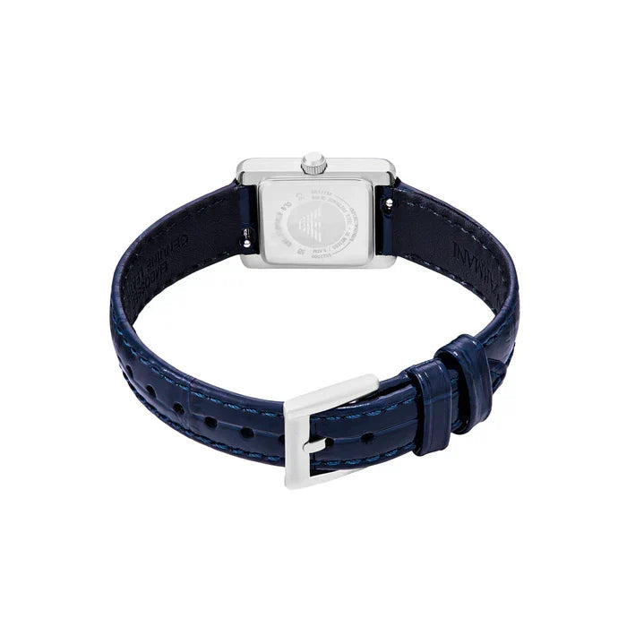Emporio Armani Genni White Dial Blue Leather Strap Watch for Women - AR11718