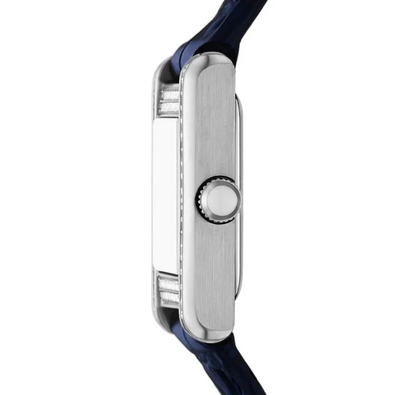 Emporio Armani Genni White Dial Blue Leather Strap Watch for Women - AR11718