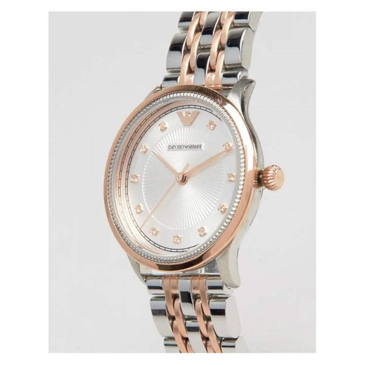 Emporio Armani Alpha Silver Dial Two Tone Steel Strap Watch for Women - AR1962