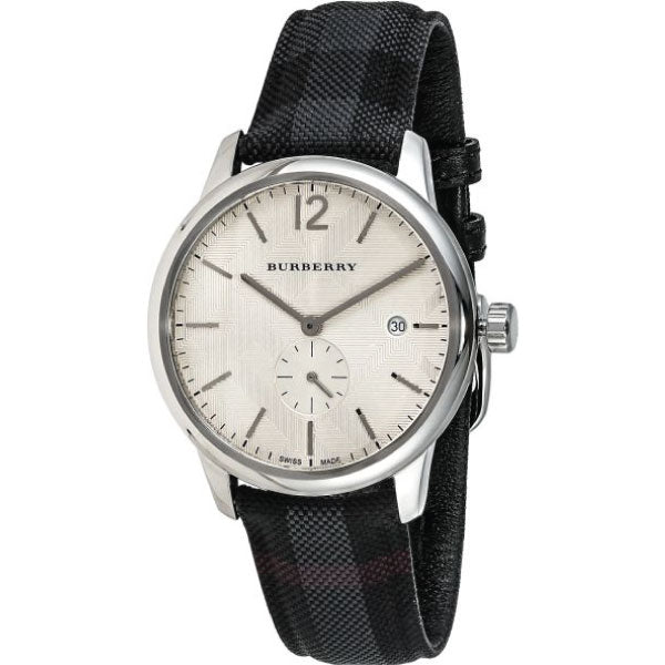 Burberry Classic Round Cream Dial Black Leather Strap Watch for Men - BU10008