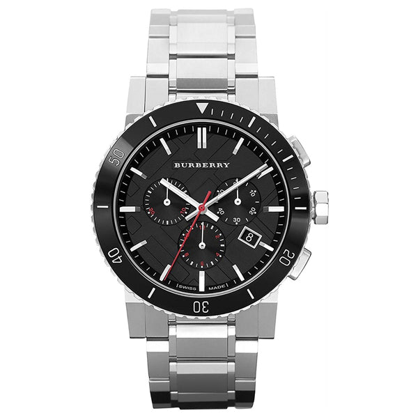 Burberry The City Black Dial Silver Steel Strap Watch for Men - BU9380