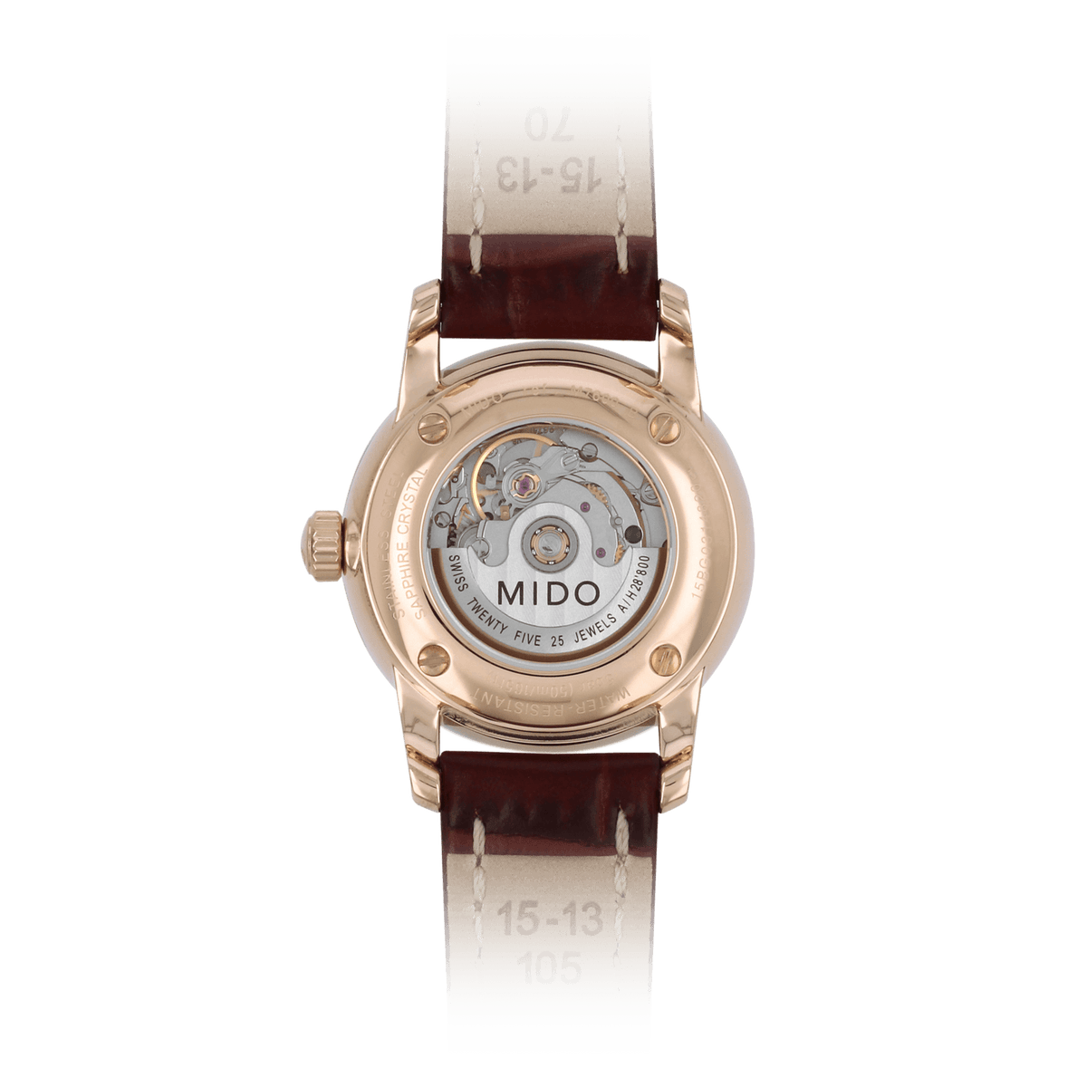 Mido Baroncelli III Automatic White Dial Brown Leather Strap Watch For Women - M7600.3.26.8