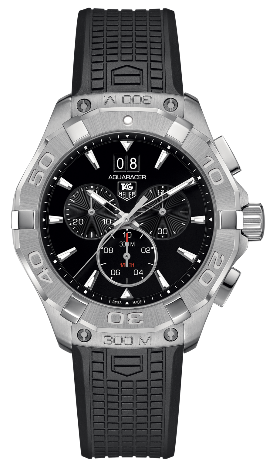 Tag Heuer Aquaracer Chronograph Black Dial Black Rubber Strap Watch for Men - CAY1110.FT6041