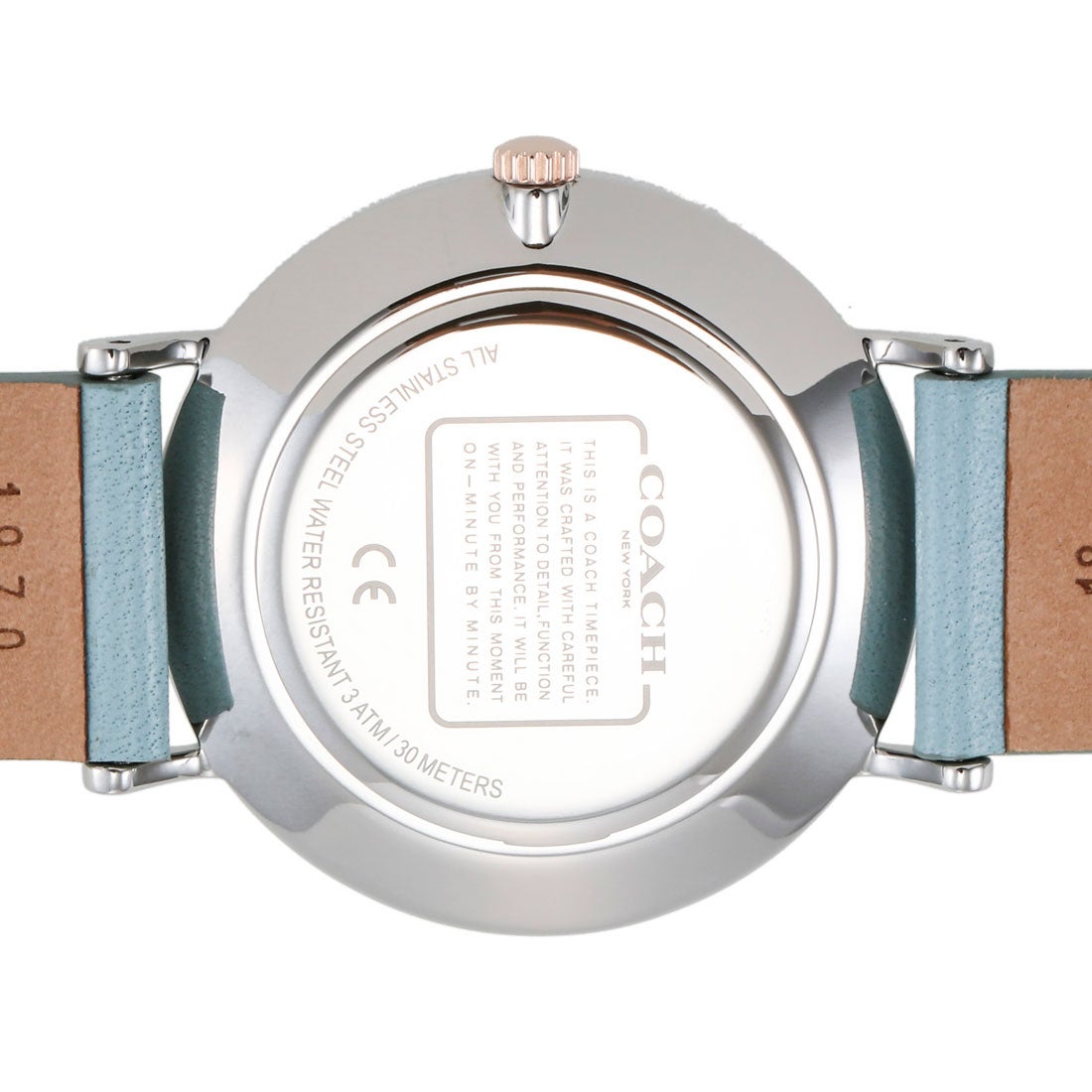 Coach Perry Mother of Pearl White Dial Blue Leather Strap Watch for Women - 14503271