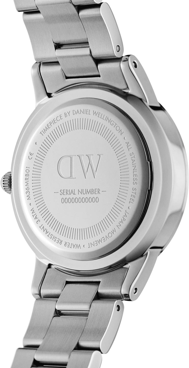 Daniel Wellington Iconic Link Black Dial Silver Steel Strap Watch for Women - DW00100204