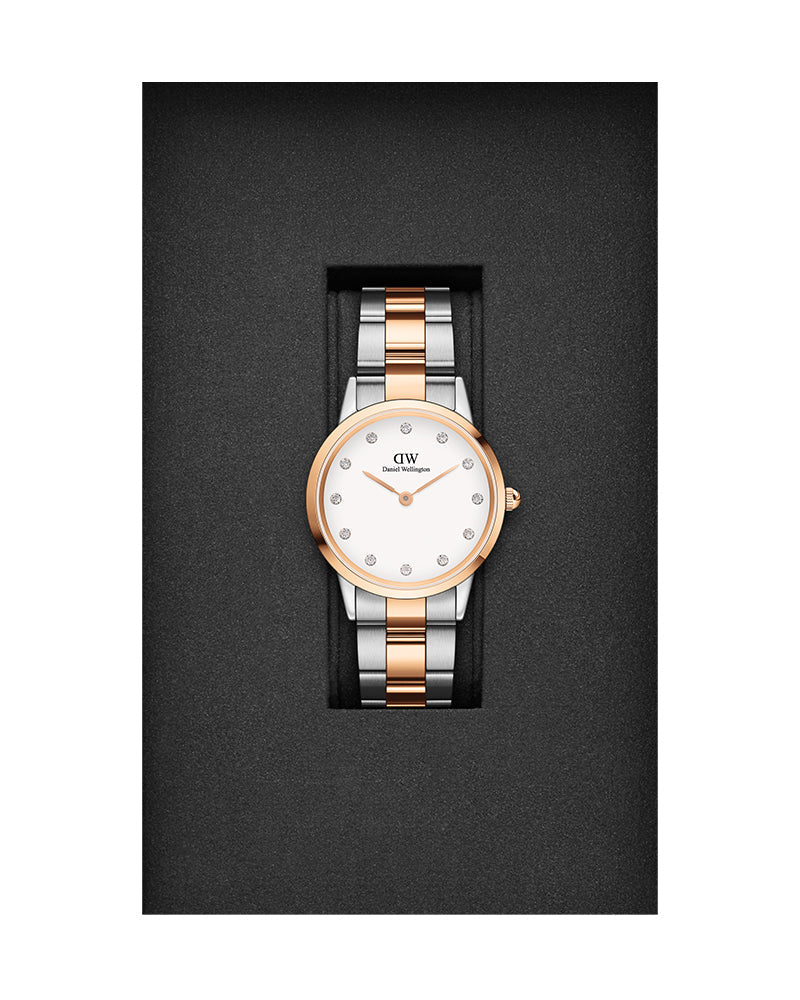 Daniel Wellington Iconic Link White Dial Two Tone Steel Strap Watch For Women - DW00100359