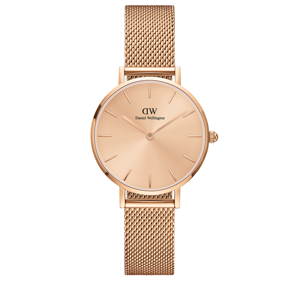 Daniel Wellington Petite Rose Gold Dial Rose Gold Mesh Strap Watch For Women - DW00100472