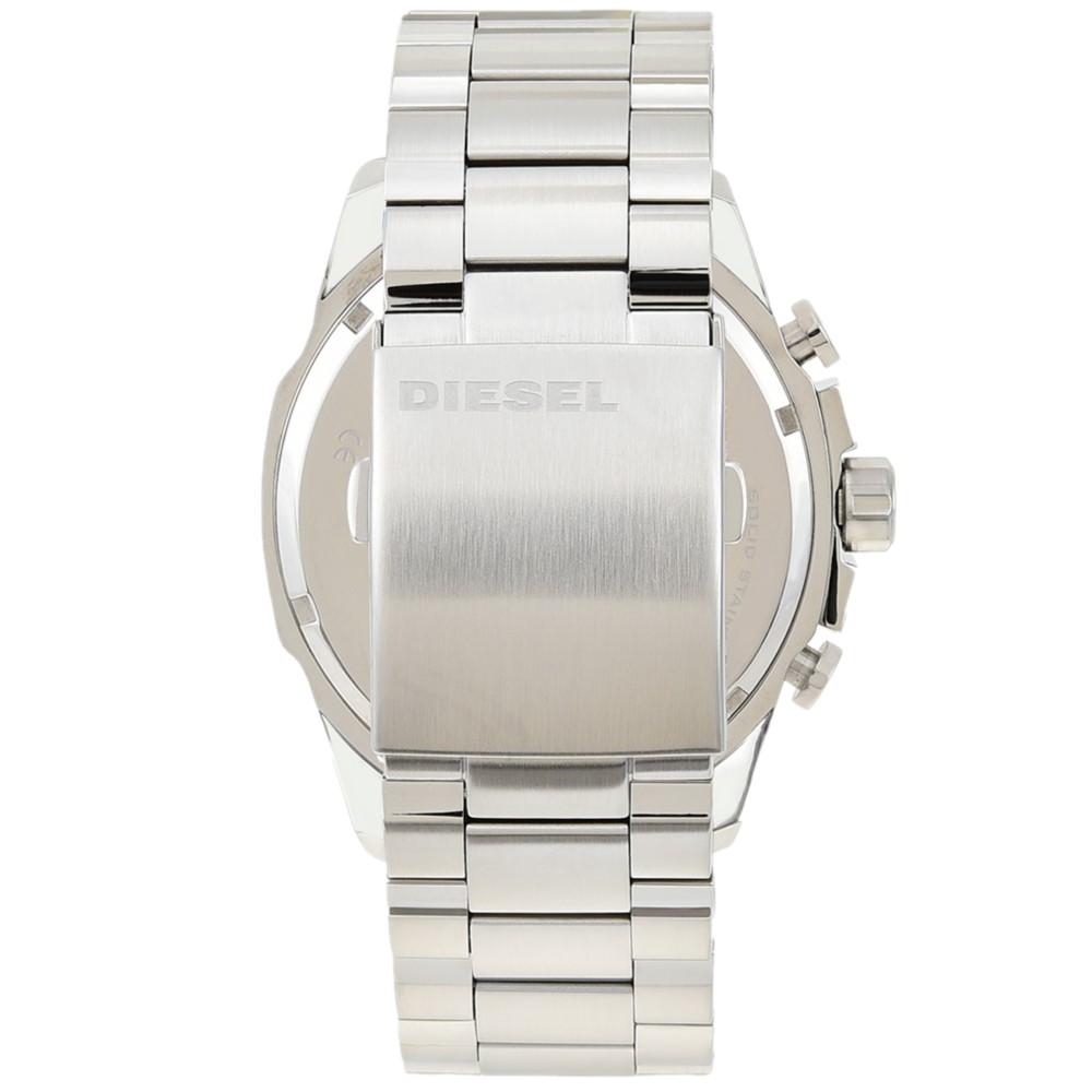 Diesel Mega Chief Chronograph White Dial Silver Steel Strap Watch For Men - DZ4477