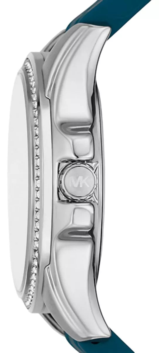 Michael Kors Mini Pilot Pave Blue Dial Blue Silicone Strap Watch for Women - MKO1004