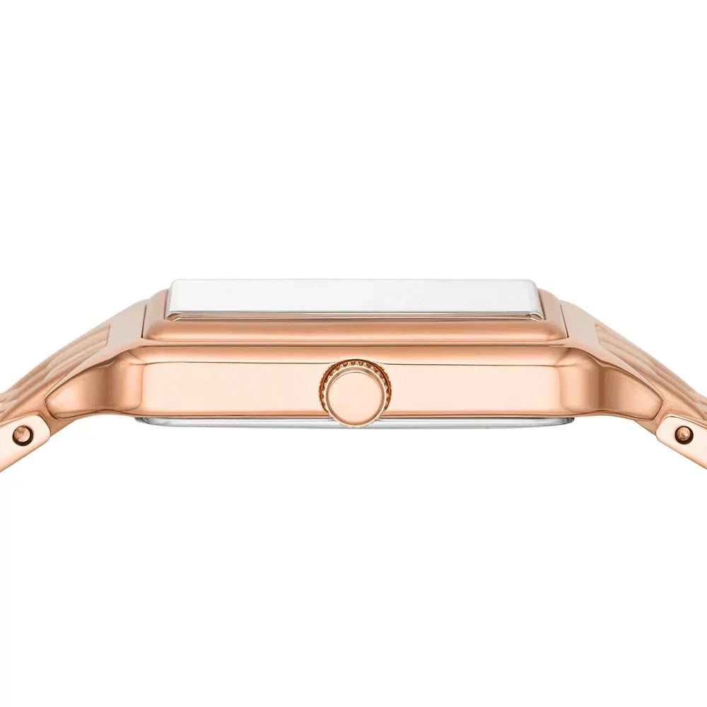 Fossil Raquel Three Hand Date White Dial Rose Gold Steel Strap Watch For Women - ES5271