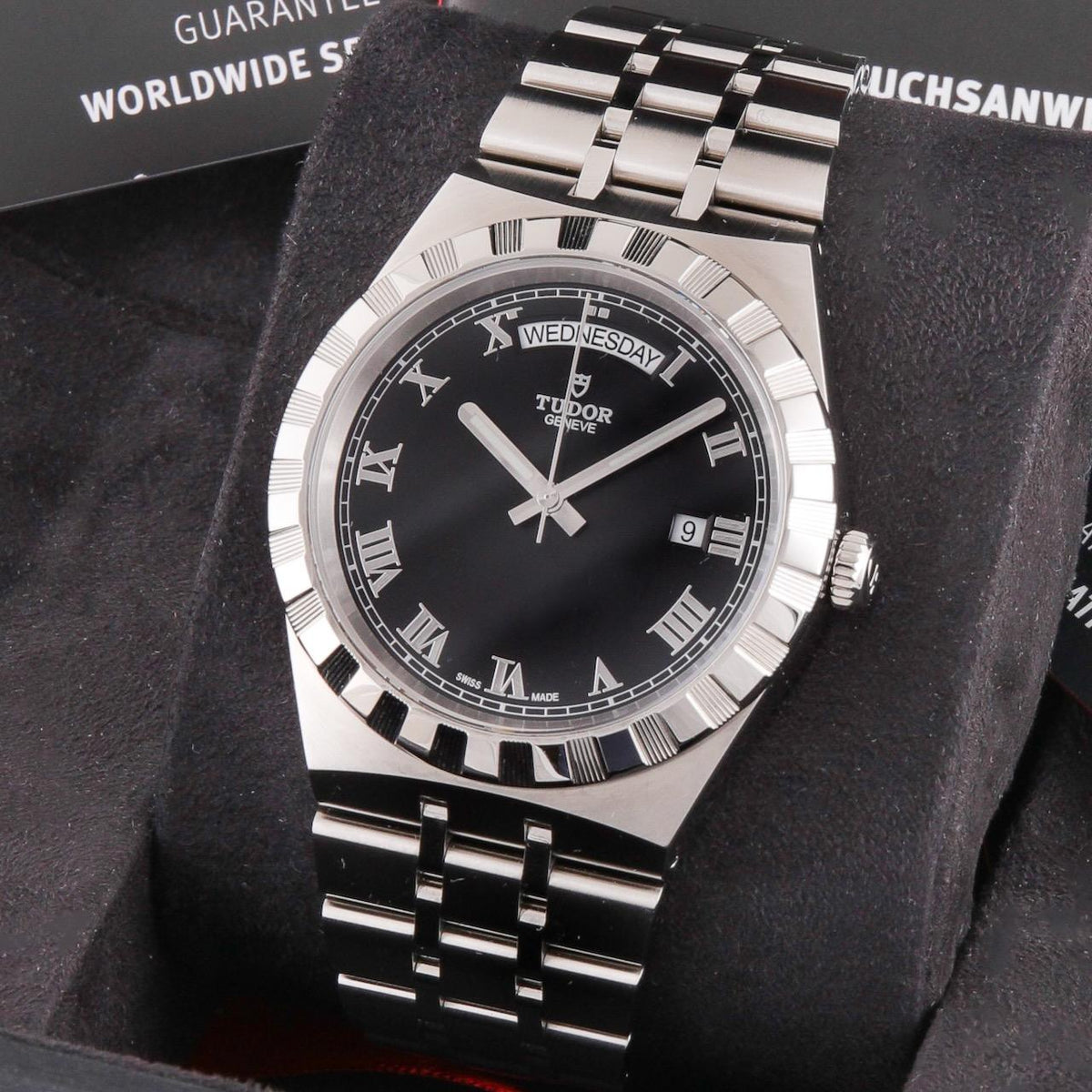 Tudor Royal Automatic Black Dial Silver Steel Strap Watch for Men - M28600-0003