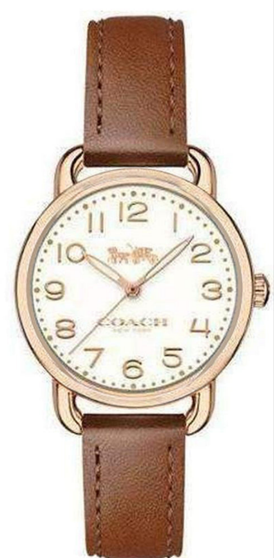 Coach Delancey Cream Dial Brown Leather Strap Watch For Women - 14502751