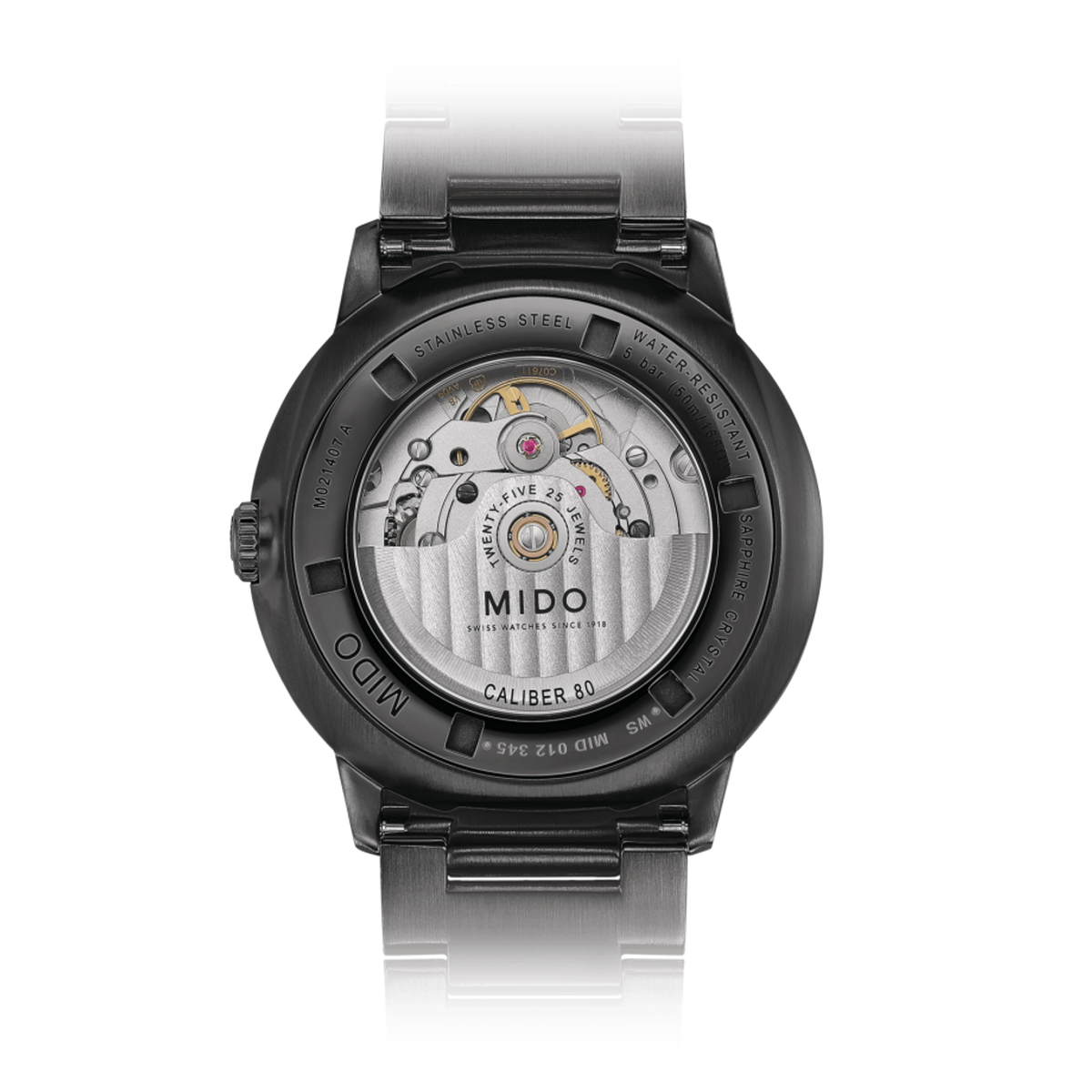 Mido Commander II Automatic Gradient Black Dial Black Steel Strap Watch For Men - M021.407.33.411.00