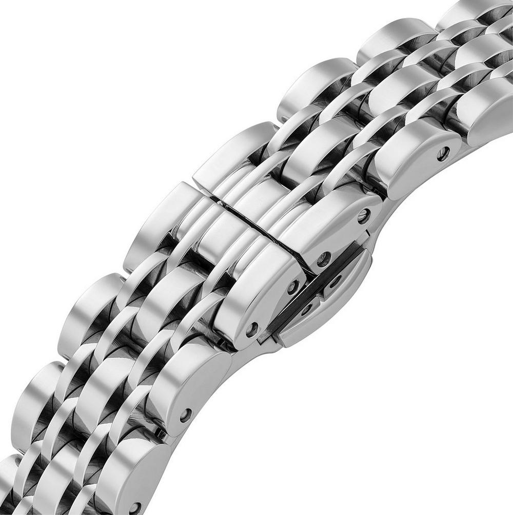 Emporio Armani Gianni T-Bar Mother of Pearl Dial Silver Steel Strap Watch for Women - AR11701