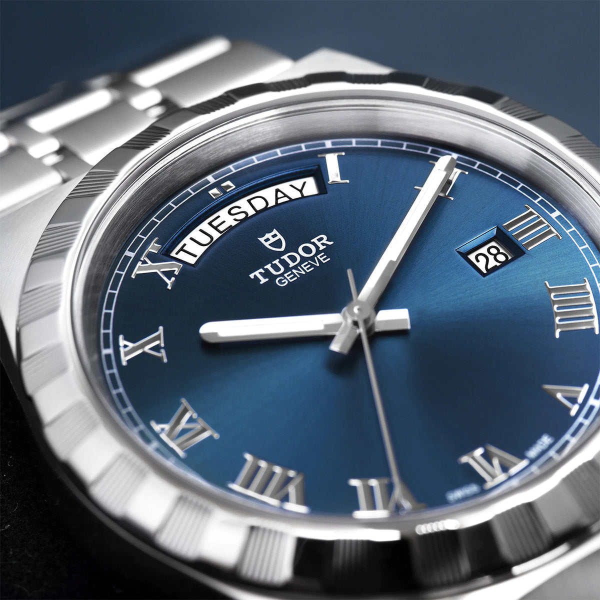 Tudor Royal Automatic Blue Dial Silver Steel Strap Watch for Men - M28600-0005