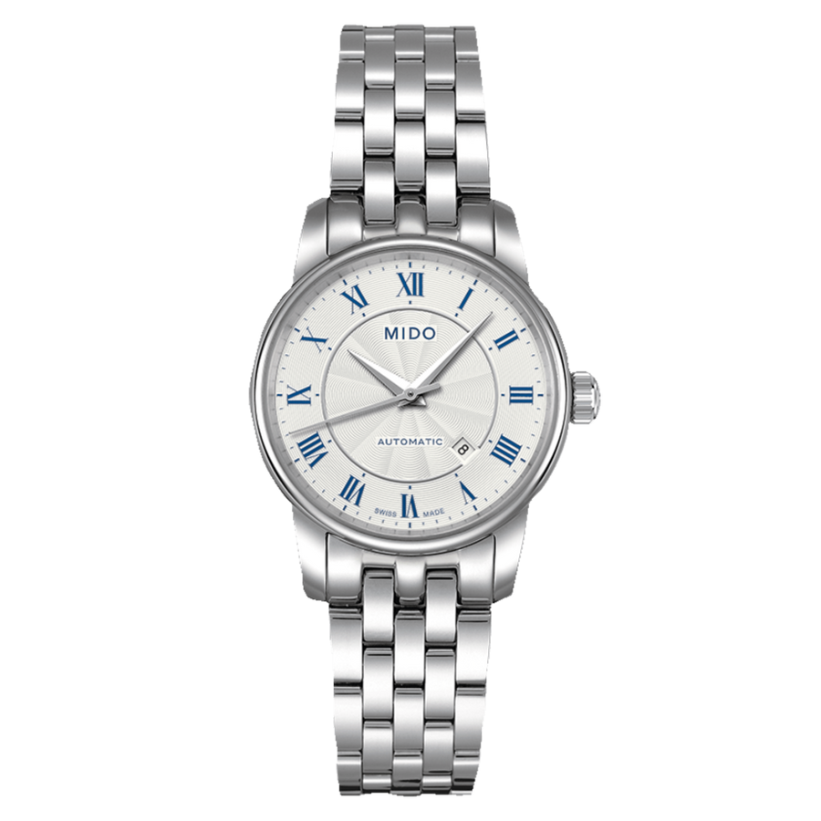 Mido Baroncelli III Automatic Silver Dial Silver Steel Strap Watch For Women - M7600.4.21.1