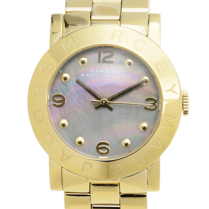 Marc Jacobs Amy Black Dial Gold Steel Strap Watch for Women - MBM3273