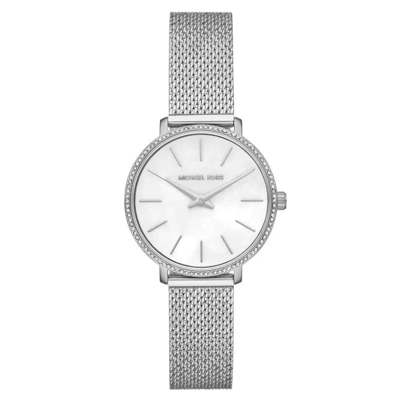 Michael Kors Pyper Quartz Mother of Pearl White Dial Silver Mesh Strap Watch For Women - MK4618