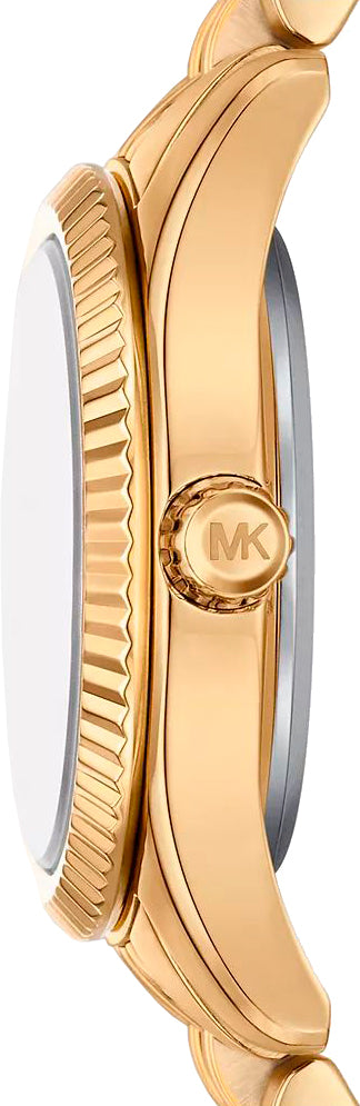 Michael Kors Lexington Three Hand Blue Dial Gold Steel Strap Watch for Women - MK4813