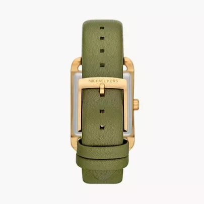 Michael Kors Monroe Three-Hand Silver Dial Green Leather Strap Watch for Women - MKO1028