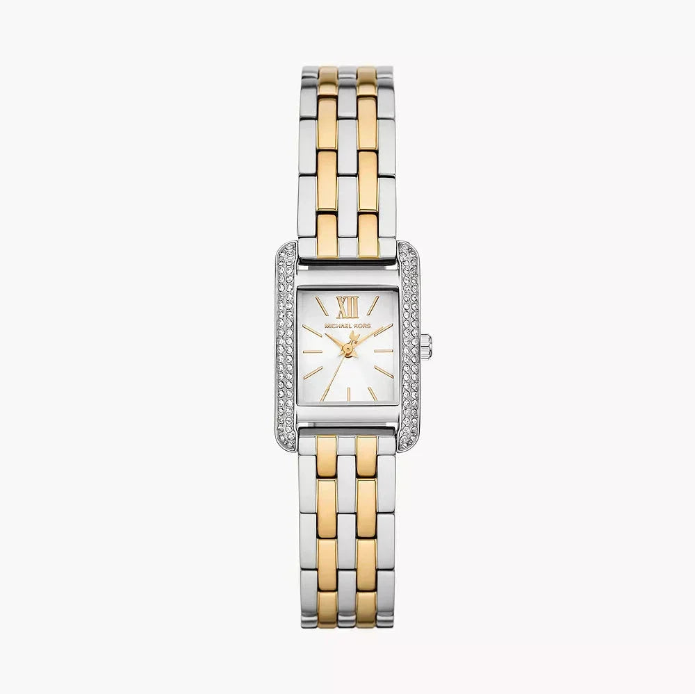 Michael Kors Three-Hand White Dial Two Tone Steel Strap Watch for Women - MKO1035
