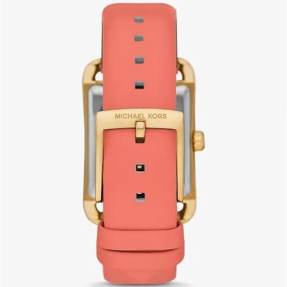 Michael Kors Petite Monroe White Dial Orange Leather Strap Watch for Women - MKO1060