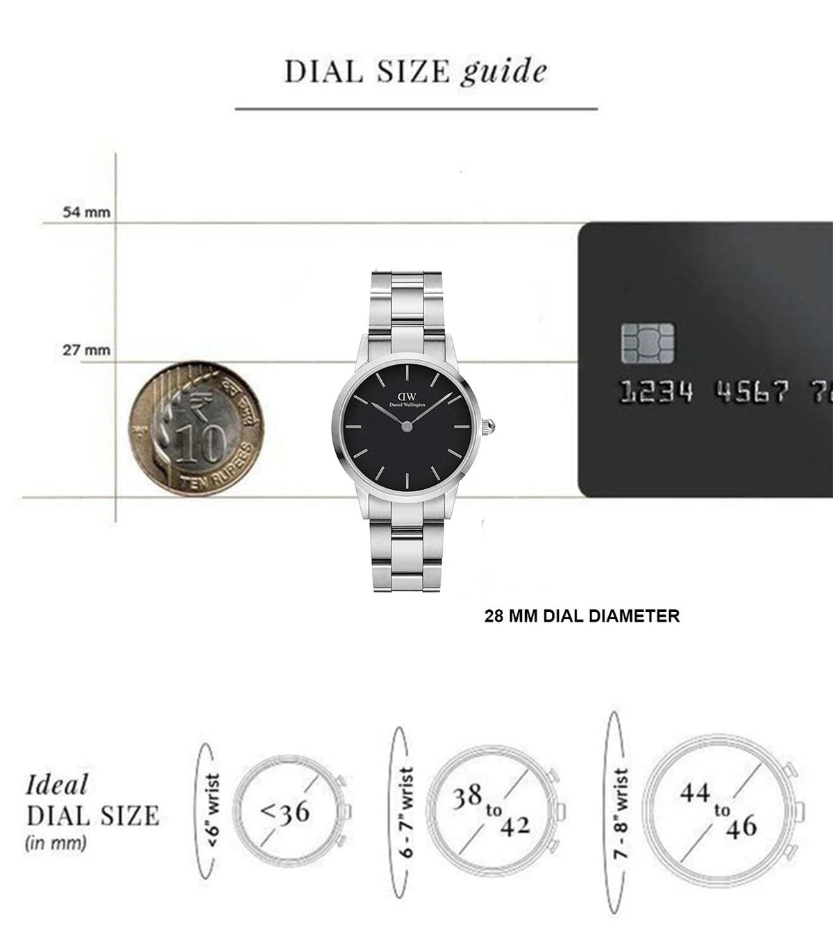 Daniel Wellington Iconic Link Black Dial Silver Steel Strap Watch For Women - DW00100208