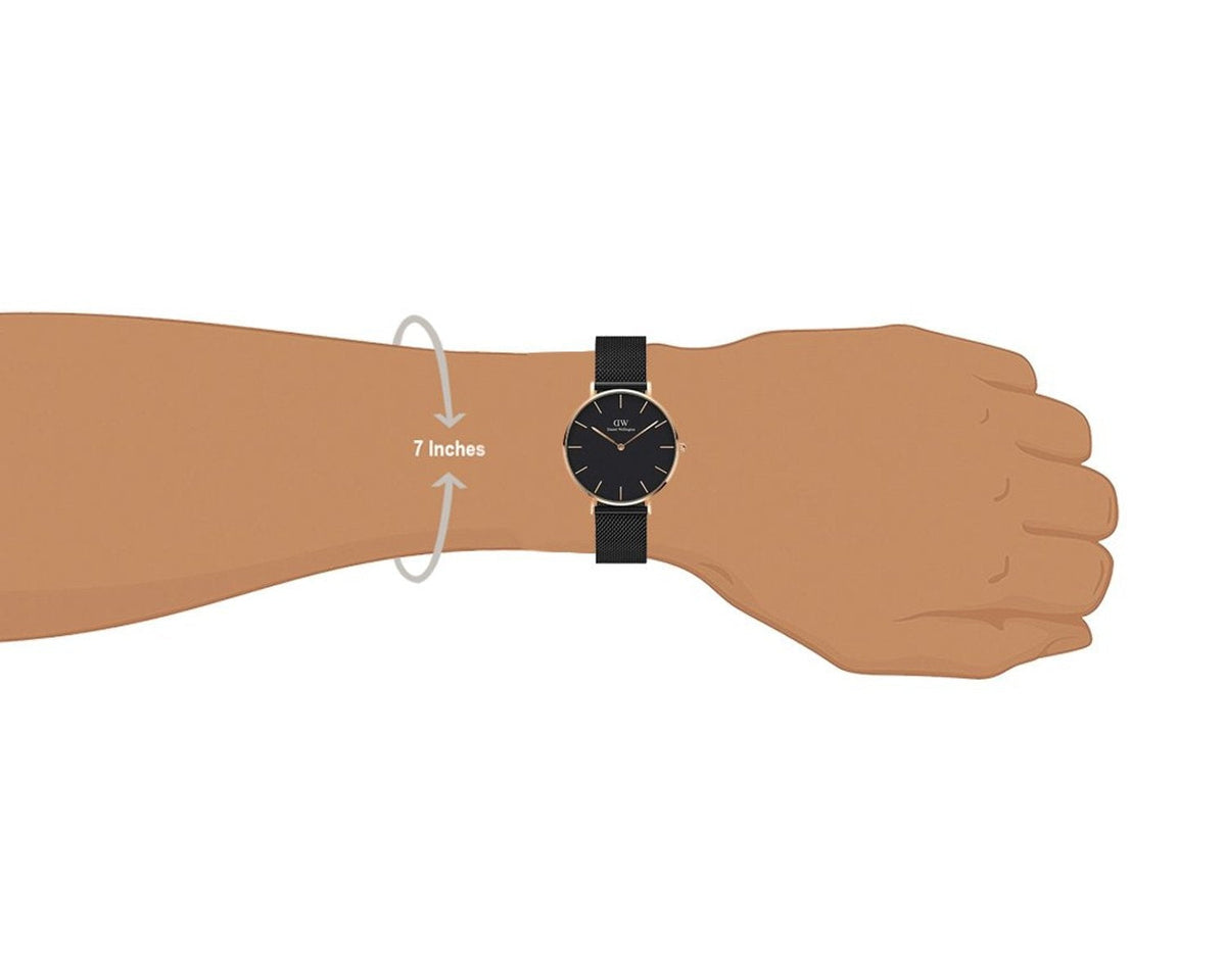 Daniel Wellington Petite Ashfield Black Dial Black Mesh Strap Watch for Women - DW00100307