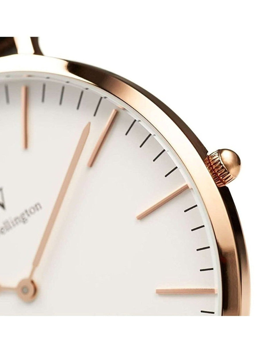 Daniel Wellington Classic Bristol White Dial Brown Leather Strap Watch For Men - DW00100009