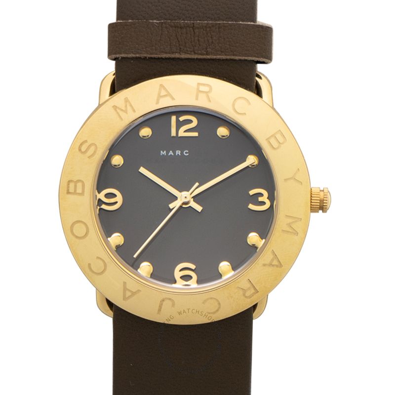 Marc Jacobs Amy Grey Dial Grey Leather Strap Watch for Women - MBM1153